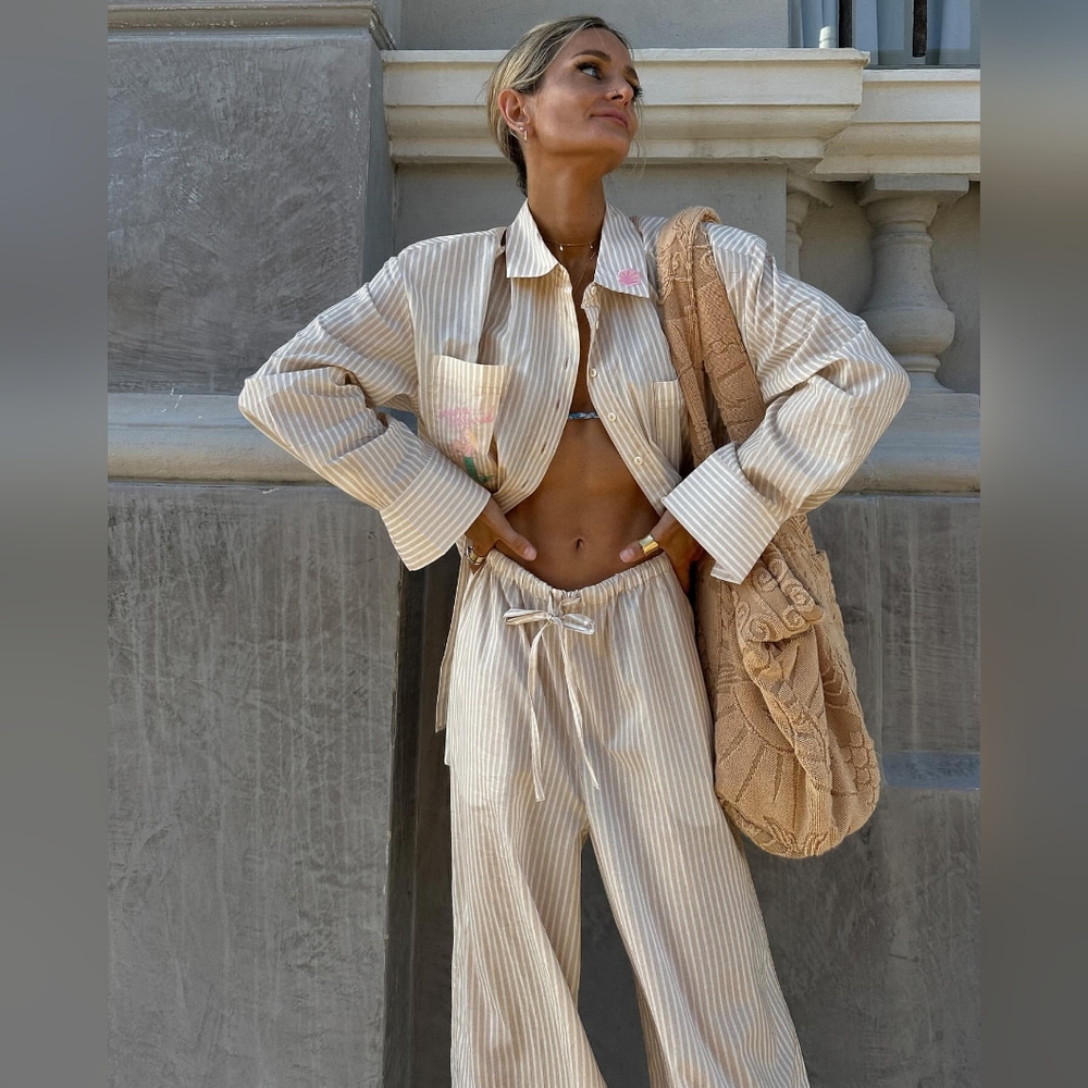 Spell Horizon Shirt With Horizon Pants Set In White Sands